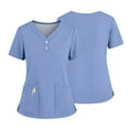 thumbnail image 3 of Scrubs Set for Women, Modern V-Neck Scrub Top & Jogger Scrub Pants with Multi Pockets Professionals Soft Stretch Athletic Nursing Uniform Workwear (Light blue), 3 of 5