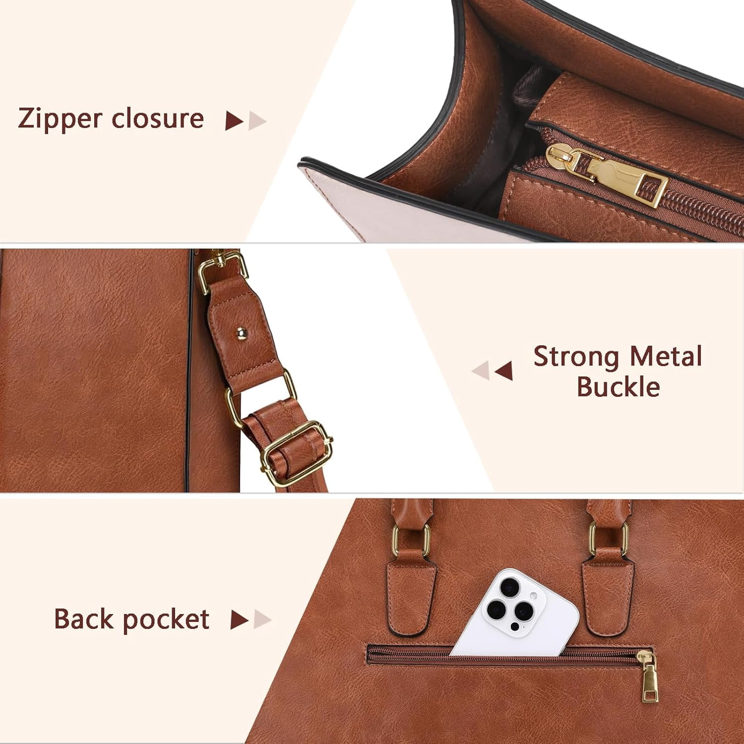 MOSISO PU Leather Laptop Bag for Women Tote Bag for 15.6 Laptop Messenger Briefcase for Travel Office