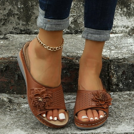 

cllios Sandal for Women Summer Wedge Heel Slides Hollow Out Slope Heel Sandals Thick Bottom Slipper Shoes