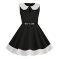 thumbnail image 2 of Mercatoo Kids Girls Swing Part𝘆 Dress Retro P𝐞ter Pan Doll Collar Wedding A Line Dress Summer Casual Skater Dress, 2 of 4
