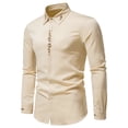 thumbnail image 1 of Tops para hombre, camisas, blusas, elegantes, informales, camisas de manga larga, moda sólida, cierre de botones, camisa de solapa bordada Odeerbi  ODB-5, 1 of 9