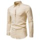 thumbnail image 1 of Camisa de solapa bordada de manga larga con cierre de botón de moda sólida informal para hombre Pompotops oipoqjl50419, 1 of 9
