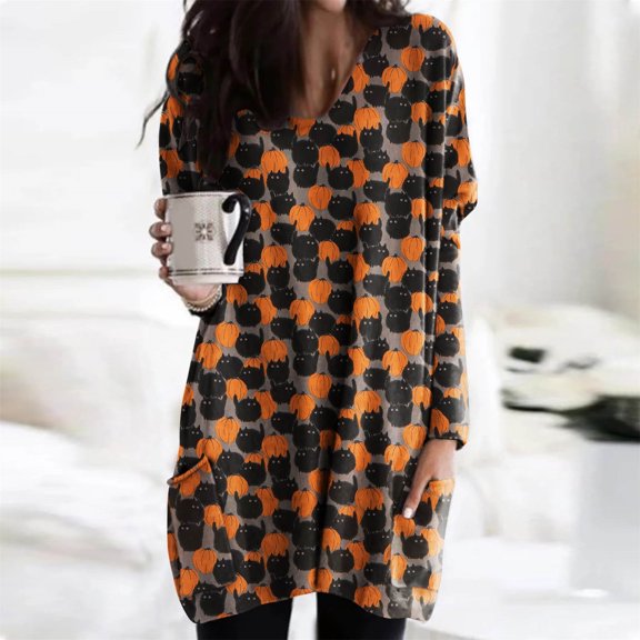 Lolmot Halloween Sweatshirts for Women Pumpkin Graphic Printed Long Sleeve Crewneck Sweatshirts Pullover Tops with Pockets
