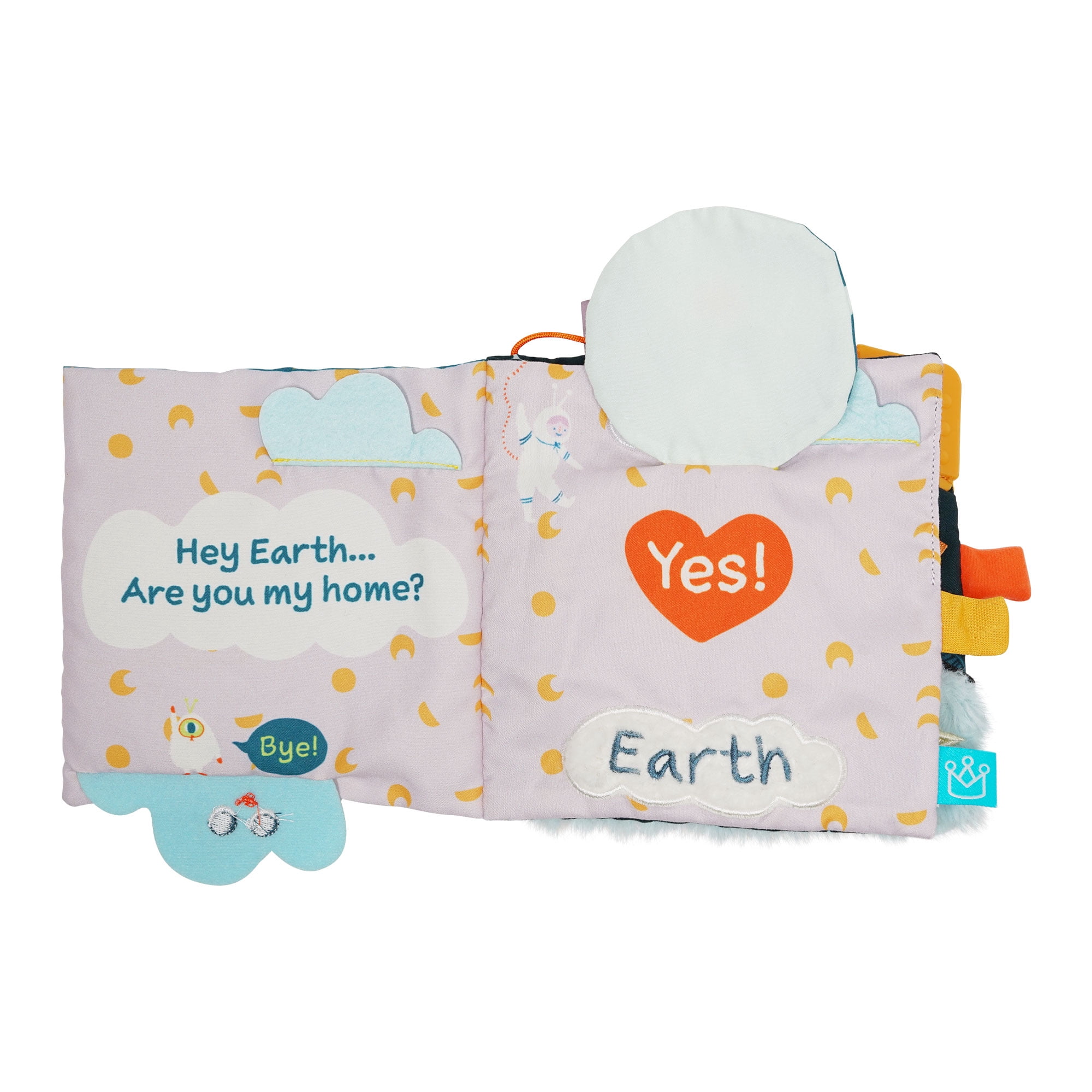 Manhattan Toy Little Rocket Finds Home Soft Activity Crinkle Book for Baby & Toddler with Tethered Characters