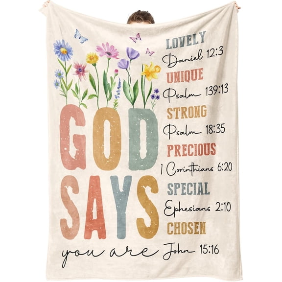 Christian Gifts for Women Birthday - Inspirational Floral Throw, Religious Birthday Gift for Women, Christian Blanket for Mom Sister Friend Girl, Baptism Confirmation Spiritual Gift for Her