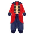 thumbnail image 5 of iiniim Medieval Boys Steampunk Tailcoat Vintage Prince Jacket Frock Coat with Pants Red Navy Blue 16, 5 of 7