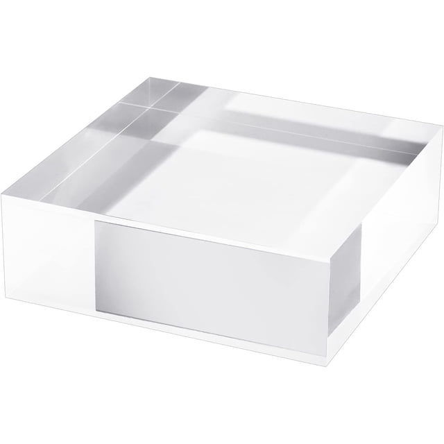 CiaoHER 2in Thickness Solid Acrylic Cube Display Block Clear Polished Pedestal Stand Riser Solid Base 2'' x 6" x 6", 1 Pack