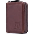 thumbnail image 1 of BULLCAPTAIN Cartera con Zíper de Cuero Genuino para Hombre, Tarjetero Compacto con 11 Ranuras para Tarjetas, Estuche de Tarjetas de Cuero Vintage, Marrón, 1 of 7