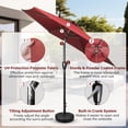 thumbnail image 3 of Sombrilla de patio Simple Deluxe de 2,3 m para exteriores con 6 varillas, color rojo, 3 of 7