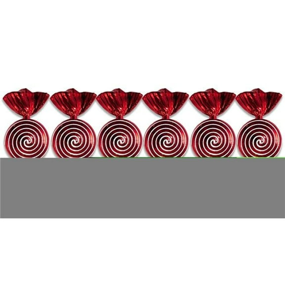 Queens of Christmas ORN-CDY-6PK-SWL 7 in. Swirl Ornament Candy, Red & White - Pack of 6