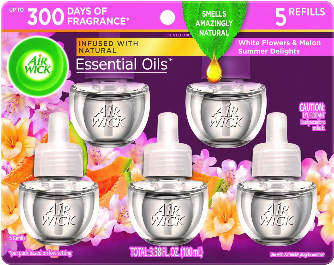 Air Wick Plug in Scented Oil Refill, 5 ct, Summer Delights, Air Freshener, Essential Oils