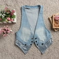 thumbnail image 5 of Hwmodou Sleeveless Denim Jacket Womens Sequined Slim Cropped Jean Jacket Vintage Denim Vest For Women, 5 of 8