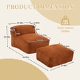 thumbnail image 4 of Big Bean Bag Chair for Adults, Lounger Large Bean Bag Sofa, Memory Foam Filled Beanbag Chair for Living Room, Bedroom, Balcony, Comfy Corduroy Bean Bag Chair with Ottoman, Ergonomic Support (Orange), 4 of 11