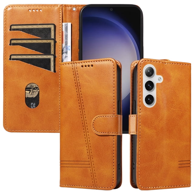 Phone Case for Samsung Galaxy S24 Plus 5G Magnetic PU Leather Card Slots Durable Wallet Cover
