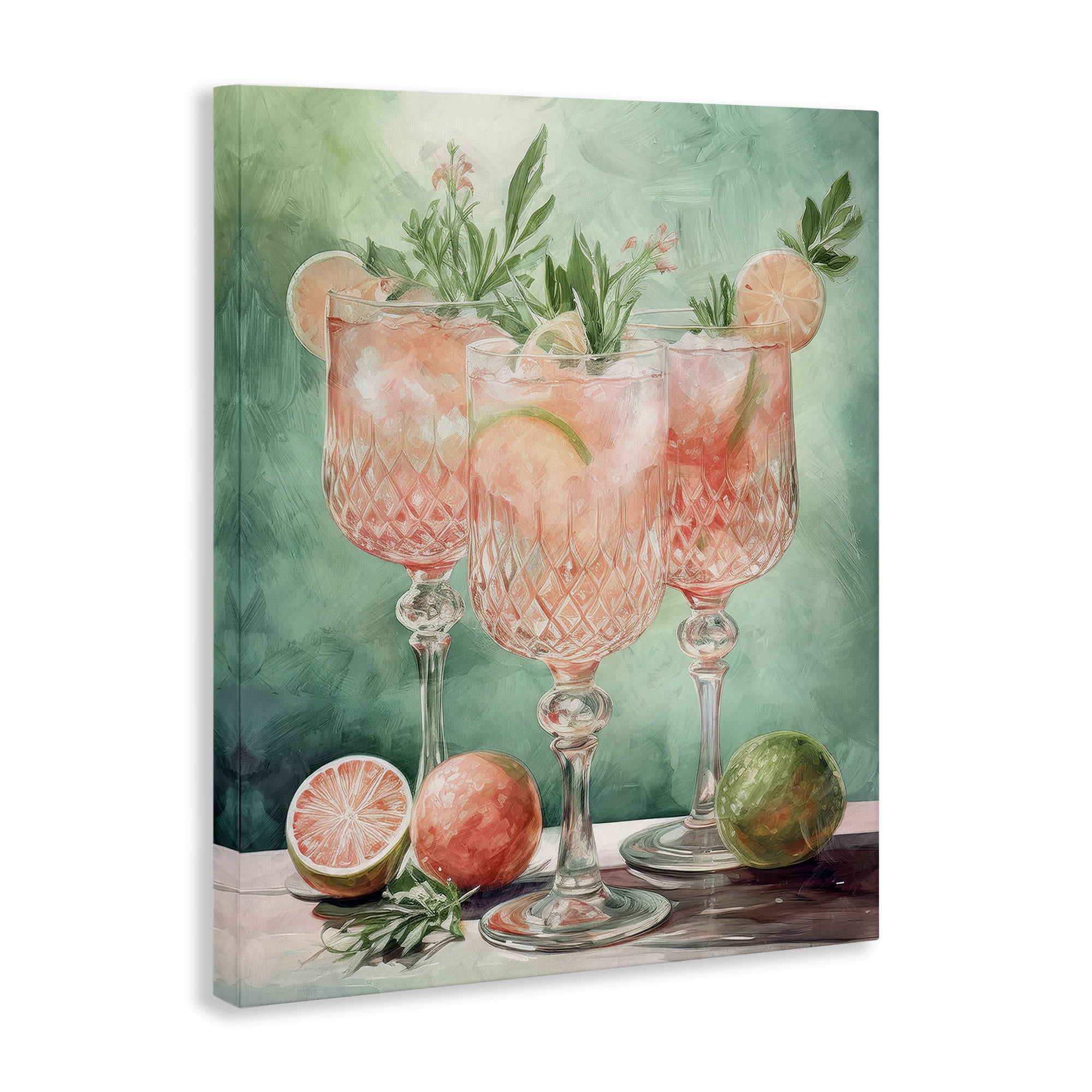 Stupell Industries Pastel Grapefruit Cocktails Food & Beverage Painting Wrapped Canvas Art Print Wall Art, 16 x 20