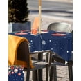 thumbnail image 5 of Fsddascl Navy Blue Christmas Balls Outdoor Tablecloth - 60x60 Inch Square Dining Table Cover, Xmas Poinsettia Botanical Waterproof Outdoor Table Cloth with Umbrella Hole & Zipper for Picnic/Patio, 5 of 7