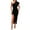 Black, variant on Jinhomg Women's One Shoulder Dress Trendy Side Slit Ruched Midi Dress Elegant Irregular Ruffle Sleeve Cocktail Party Wedding Guests Dresses Rose Gold L