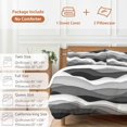 thumbnail image 6 of 3 Piece Grey Ombre Duvet Cover Set California King,Microfiber Comforter/Quilt Cover with Corner Ties and 2 Pillowcases,Modern Geometric Moire Abstract Art All Season Soft Bedding with Zipper Closure, 6 of 8