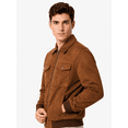 thumbnail image 2 of Tbfashion Men's Casual Bomber Jacket Brown Zip Front Pocket Long Sleeve Outerwear, 2 of 3