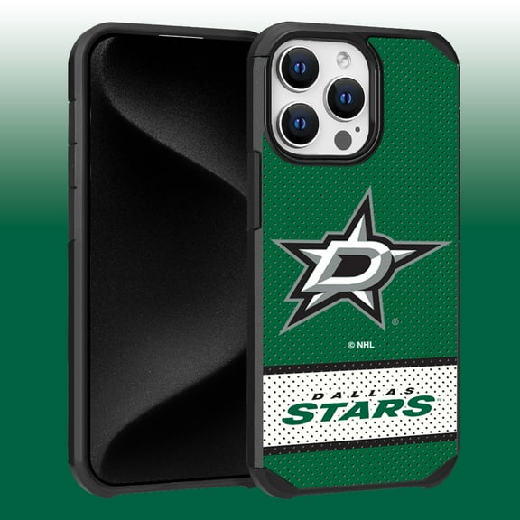 Apple iPhone 15 Pro Max (6.7) - NHL Licensed Dallas Stars Team Logo on Jersey Textured Dual Layer Case