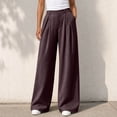 thumbnail image 5 of SAWOBUUN Women Wide Leg Dress Pants High Waisted Pleated Loose Fit Business Casual Work Trousers with Pockets, 5 of 7