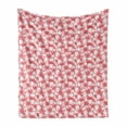 thumbnail image 1 of Floral Soft Flannel Fleece Throw Blanket, Monochromatic Style with Abstract Flowers and Berries, Cozy Plush for Indoor and Outdoor Use, 50" x 70", Pale Pink Dark Coral, by Ambesonne, 1 of 5
