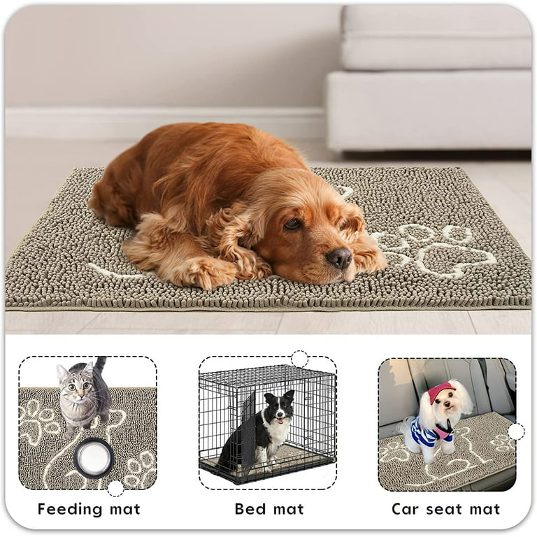  Style Basics Dog Mat for Muddy Paws - Anti-Slip Absorbent Door  Rugs for Dogs - Easy to Clean Indoor & Outdoor Pet Mud Mats - 60 X 20  (Low Profile), Dark