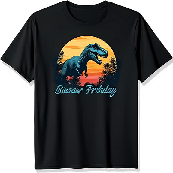 Black T-Shirt with Blue T Graphic and Friday Text Design