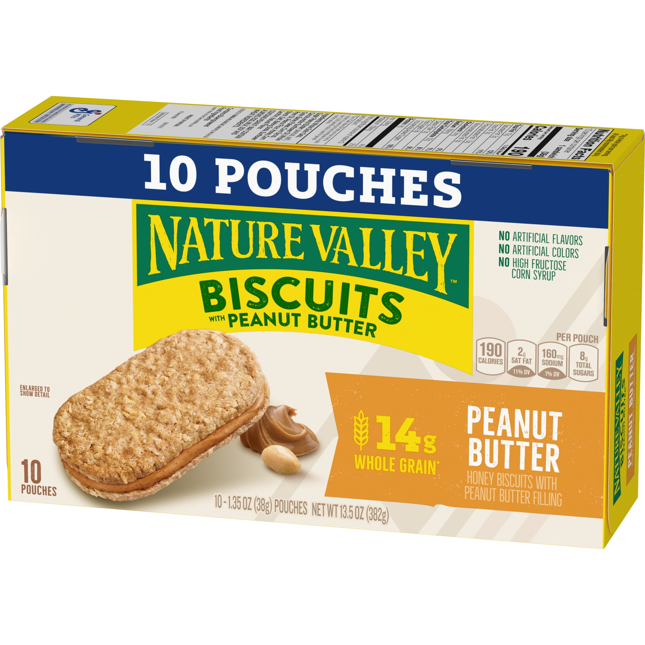 (6 pack) Nature Valley Biscuit Sandwiches, Peanut Butter, Snack Bars, 10 Bars, 13.5 oz