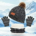 thumbnail image 2 of Splozh Toddler Girl Winter Scarves Hat Scarf Gloves Set Kids Winter Hat Scarf Gloves Set with Knit Thick Warm Fleece Lined Dark Gray,1-5 Years, 2 of 6
