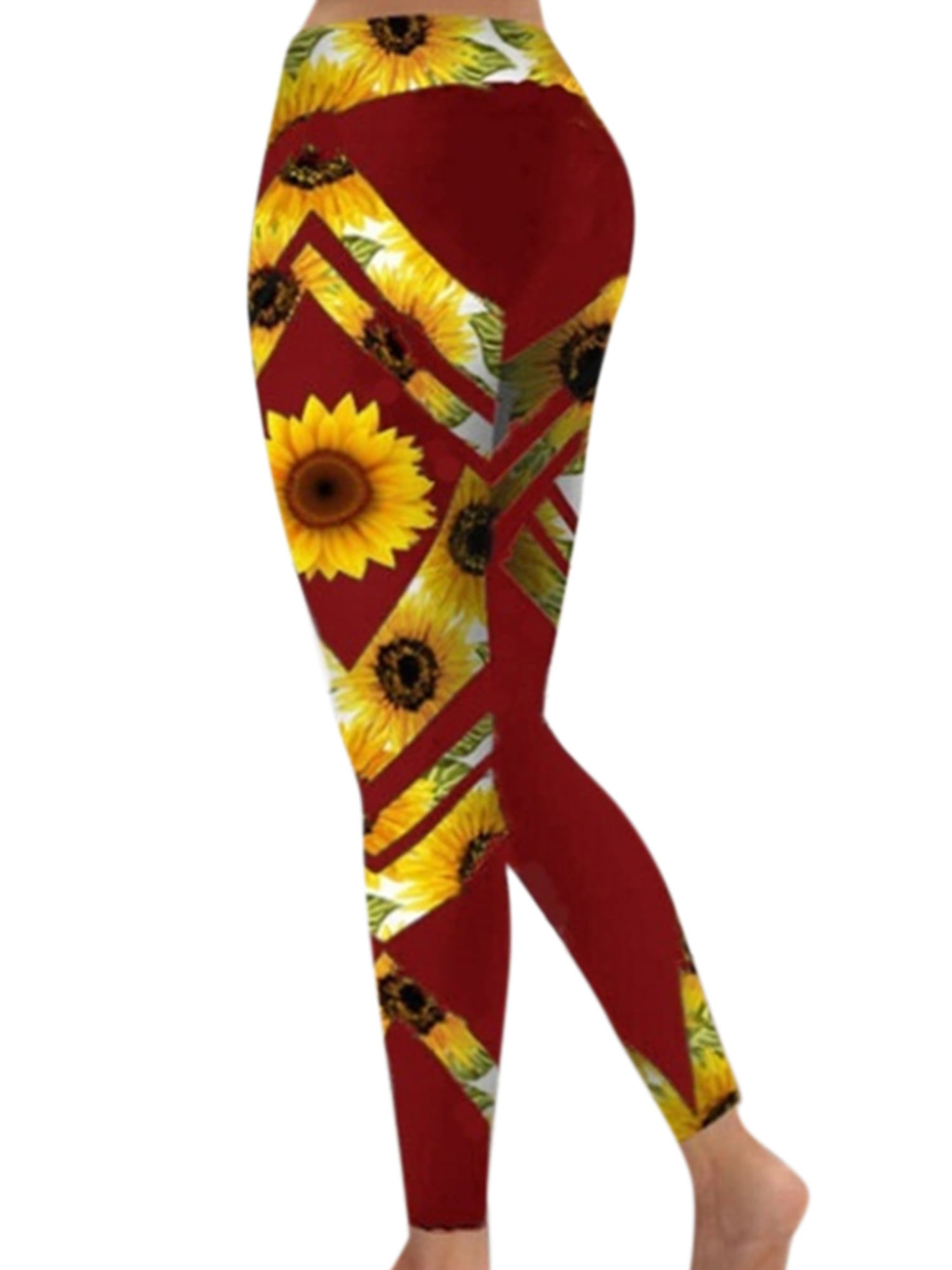 Womens Sunflower Print Yoga Pants
