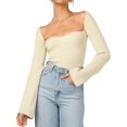 thumbnail image 1 of ORUYROP Pull pour Femmes Col Cœur Bustier Côtelé Corset Tricoté Manches Longues, 1 of 7
