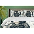thumbnail image 3 of Ambesonne Cat Duvet Cover Set, Mysterious Detective Kitty Bath, King, Charcoal Grey White, 3 of 6