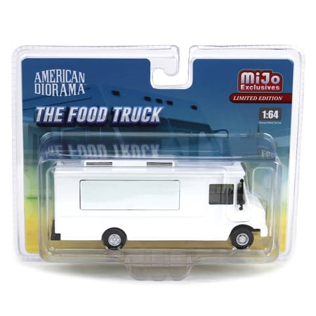 Food Truck Plain White with Graphics 1/64 Diecast Model by American Diorama