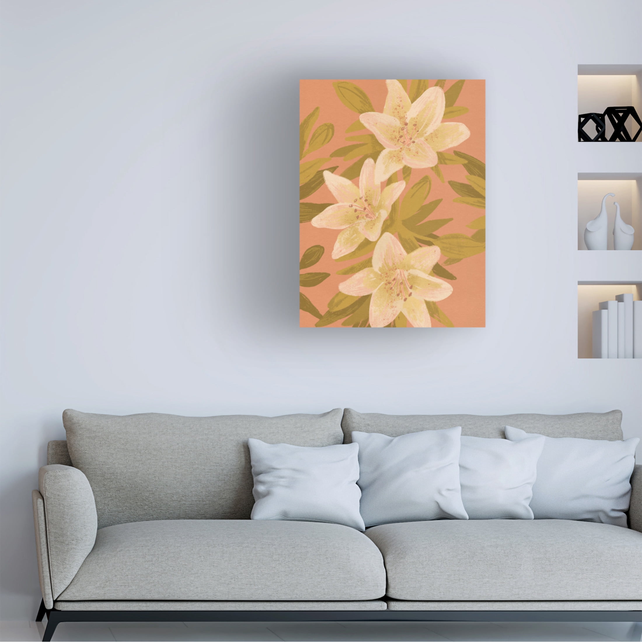 Trademark Fine Art Goed Blauw  Lilies Canvas Wall Art