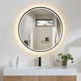 thumbnail image 2 of Palme Round 32" Framed in Matt Black Modern Bathroom/Vanity LED Lighted Wall Mirror, 2 of 5