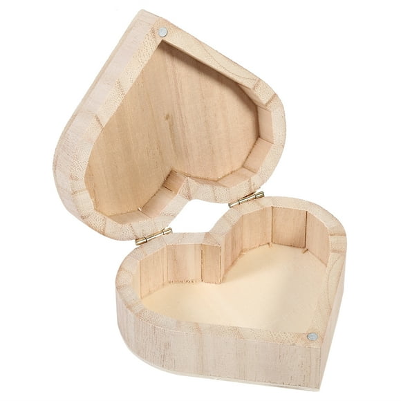 Boîte à bijoux en bois, nouvelle belle boîte de rangement de bijoux en forme de coeur en bois emballage étui de transport décoration artisanale chaude