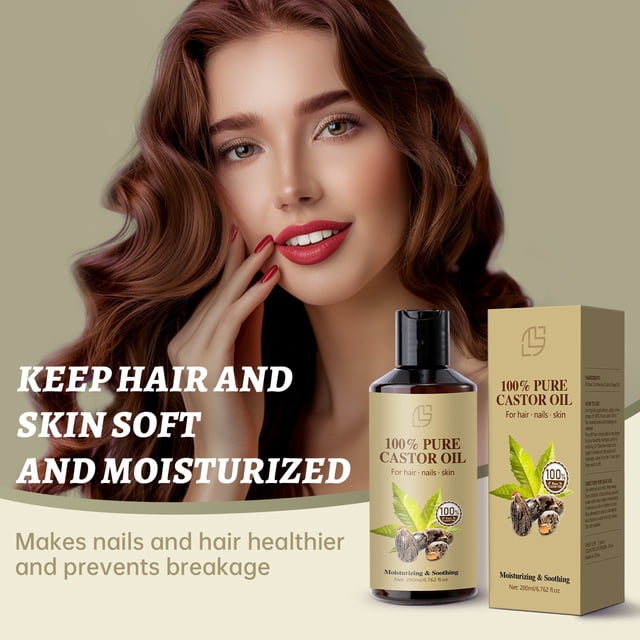 Aceite para cuidado del cabello Xihbxyly Aceite de ricino puro 200 ml