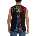thumbnail image 4 of Goofa Neon Psychedelic Giraffe Printed Men's Sleeveless T-Shirt - Athletic Gym Workout Tank Top for Men - Moisture-Wicking, UPF 30+ Quick-Dry Muscle Tee-Small, 4 of 8