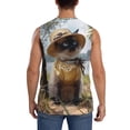 thumbnail image 4 of Fotbe Cat In Sun Hat Men's Camiseta sin Mangas Estampada para Hombres, Playera Casual para Gimnasio, Entrenamiento, Playa-3X-Large, 4 of 7