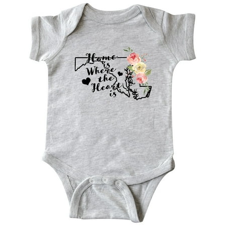 

Inktastic Maryland Home is Where the Heart is with Watercolor Floral Gift Baby Boy or Baby Girl Bodysuit