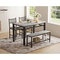 thumbnail image 1 of 47 Inch Farmhouse Dining Table Set for 4, Modern Kitchen Table with Bench and Chairs, Storage Shelf & Sturdy Metal Frame, Space-Saving Design for Apartment and Kitchen, Gray, 1 of 6