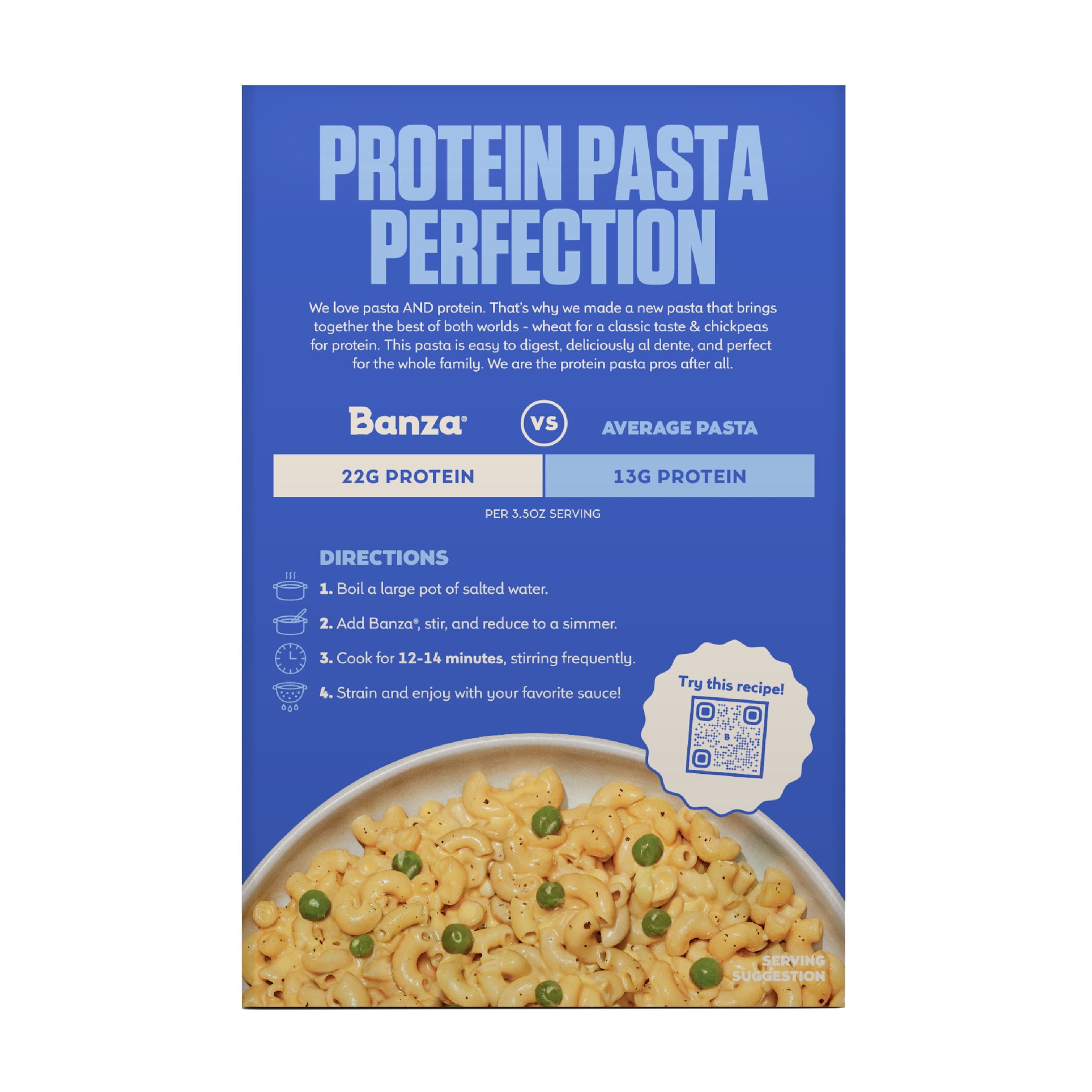 Banza Wheat Protein Elbows – 22g Protein, No-Compromises Pasta Powered by Chickpeas, 12oz