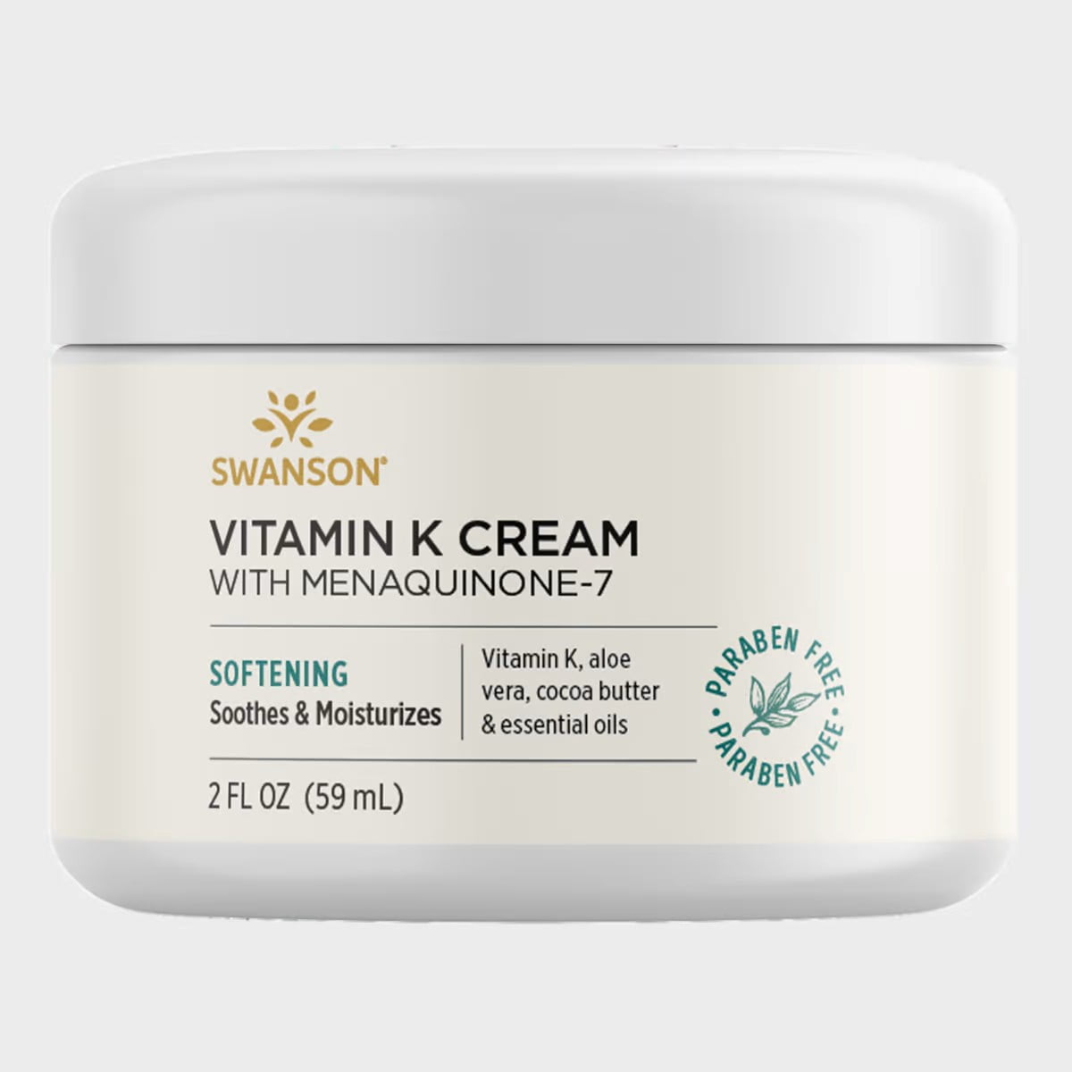 Swanson Vitamin K Cream with Menaquinone-7 - 2 fl Ounce (59 ml) - Nourishing Cream for Skin Health and Vibrance