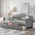 thumbnail image 3 of Twin Size Daybed with 2 Storage Drawers, Platform Storage Bed with Safety Guardrail and Slat Support, Sofa Bed for Bedroom Living Room, No Box Spring Needed,Black, 3 of 6