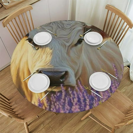 

Palnkart Lavender Flowers Round Tablecloth - Stain-Resistant Washable Table Cover for Indoor Outdoor Use - Waterproof Fabric Ideal for Restaurants Weddings and Parties 54 -58