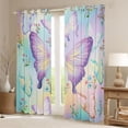 thumbnail image 2 of Homewish Watercolor Butterfly Curtains Pack of 2 (42x84 Each),Cartoon Flower Floral Curtains Blackout,Gradient Colorful Bedroom Curtains For Girl,Luxury Bedroom Decor, 2 of 6