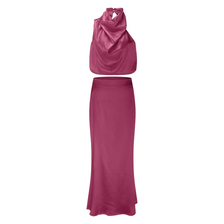 Extra Long Swim Dress Swimsuit Dress Thin Straps Women s Summer Long Formal Satin Dress Neck Sleeveless Side Slit Flowy Maxi Tank Two Pieces Top And Skirt Walmart