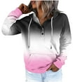 thumbnail image 4 of Busydd Womens Hoodie Fashion Gradient Hoodies Casual Long Sleeve Fleece Sweatshirt Loose Comfort Button Drawstring Pullover Tops with Pocket, 4 of 5