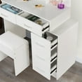 thumbnail image 5 of Vastcury Vanity Desk Set with Mirror & 3 Color Lights, Makeup Vanity Table with Storage for Bedroom, Matte White, 5 of 6